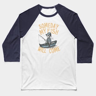 The Skeleton Angler's Last Voyage Baseball T-Shirt